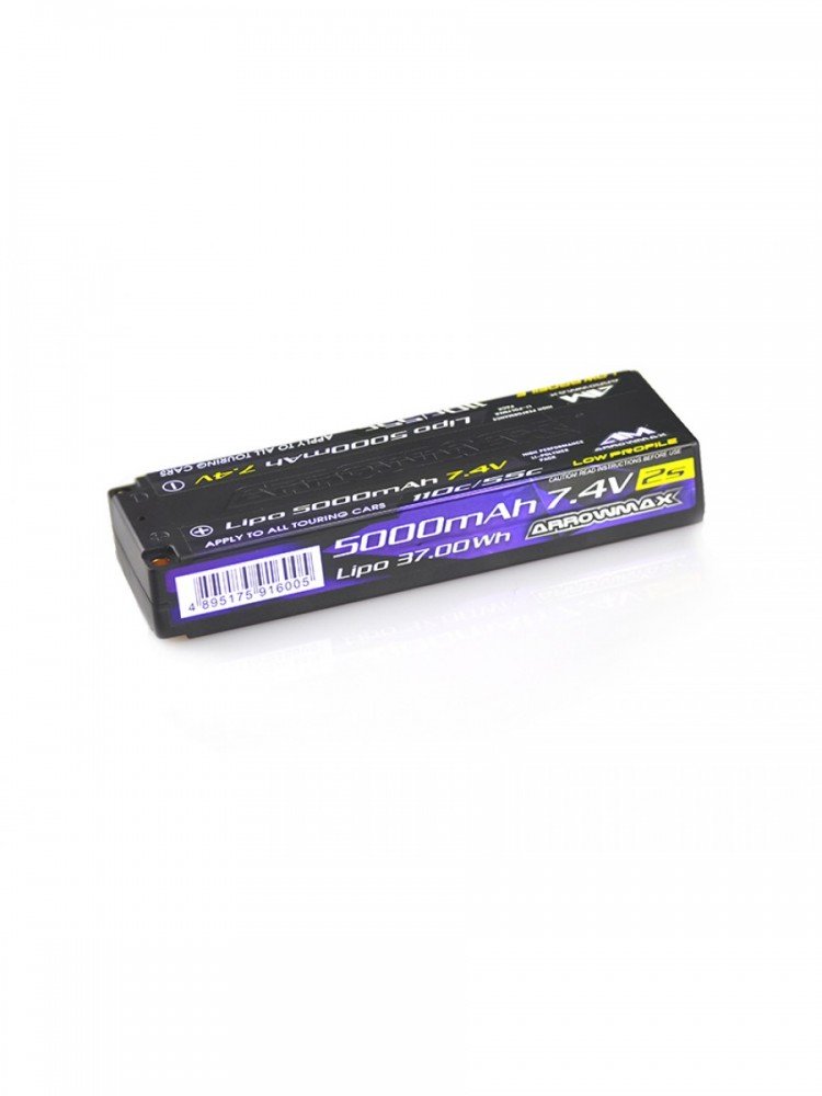 Arrowmax AM-700702 AM Lipo 5000mAh 2S TC Low Profile - 7.4V 55C Continuos 110C Burst