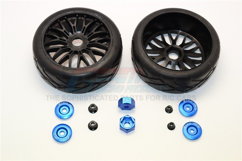 Rubber Radial Tires With Plastic Wheels With 12mm To 17mm Converter & 4mm & 5mm Wheel Lock - 2Pcs Set - GPM TRX88910/2