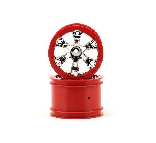 Traxxas (#7271) Wheel Geode 2.2, Red Beadlock style in chorme for 1/16 Summit(12mm hex)